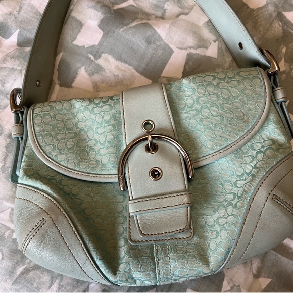 Vintage COACH SOHO Satchel Shoulder Jacquard, Leather Accents, silver hardware - Picture 3 of 5